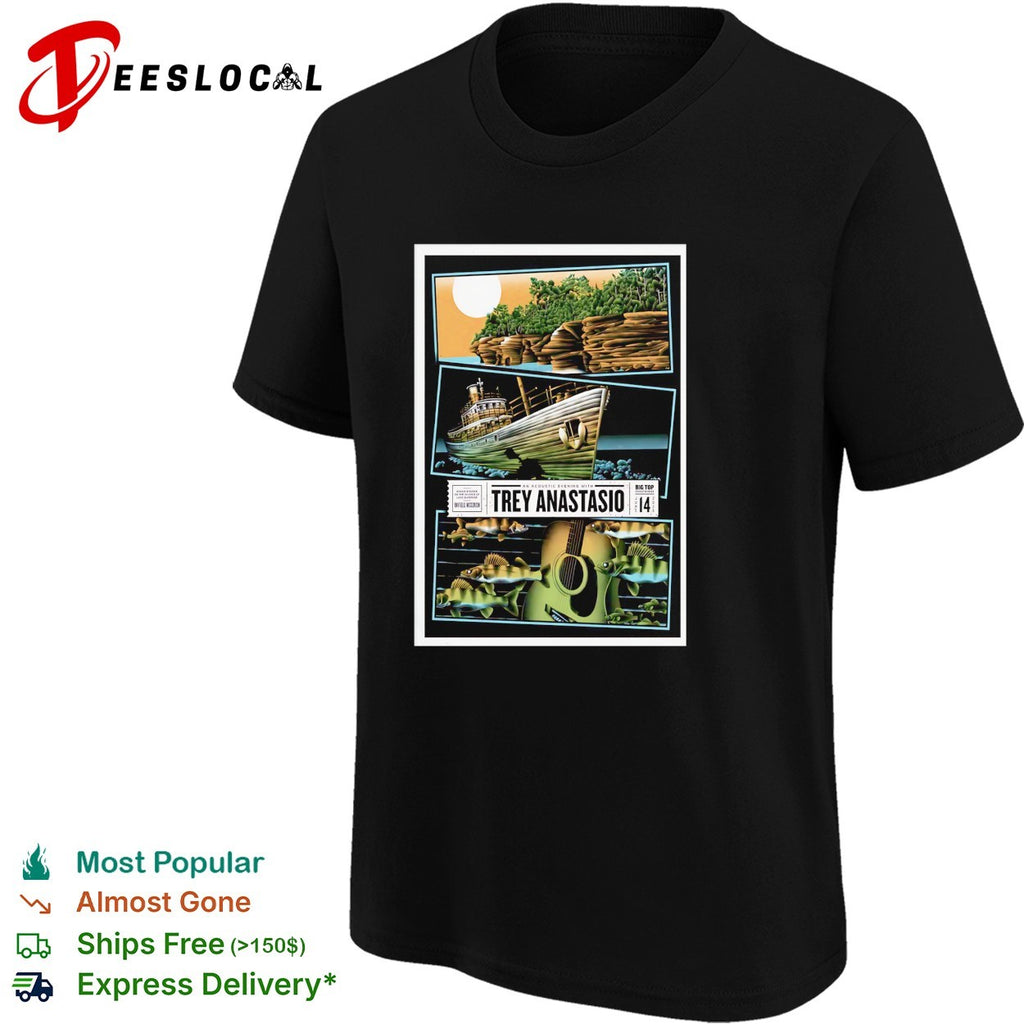 Musician boat moonlit water fishing dock concert framed poster art shirt