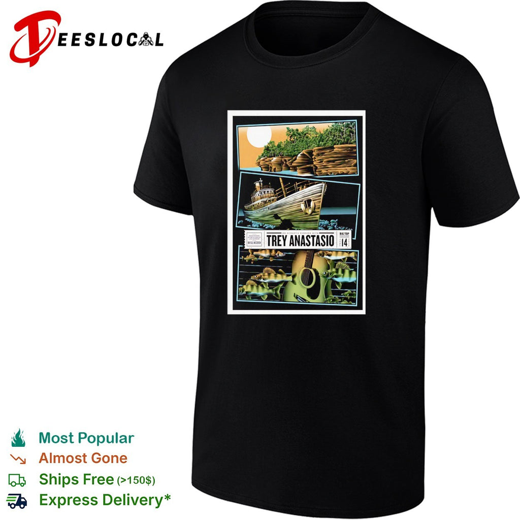 Musician boat moonlit water fishing dock concert framed poster art shirt