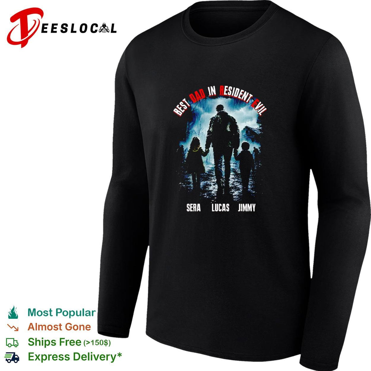 dad in Resident Evil family silhouette walking in the rain poster shirt