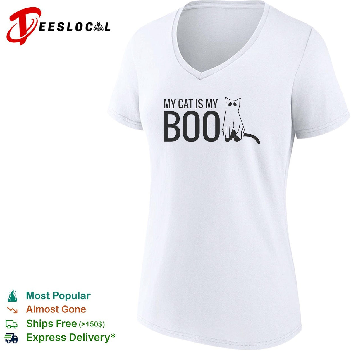 My Cat Is My Boo Ghost Halloween Costume Funny Animal Theme White Graphic Shirt