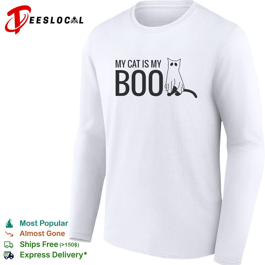 My Cat Is My Boo Ghost Halloween Costume Funny Animal Theme White Graphic Shirt