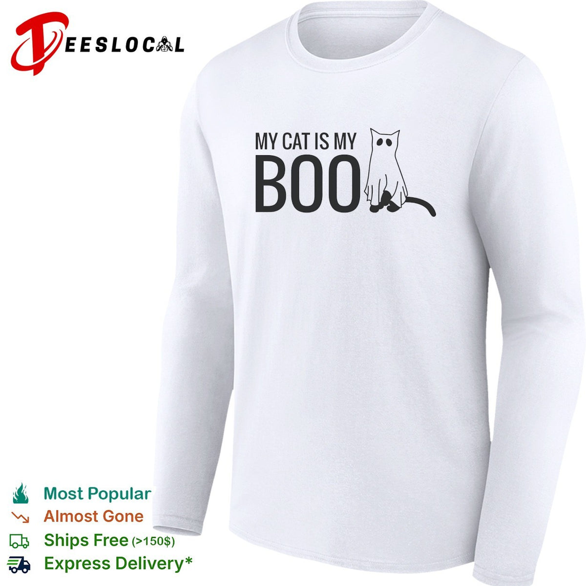 My Cat Is My Boo Ghost Halloween Costume Funny Animal Theme White Graphic Shirt