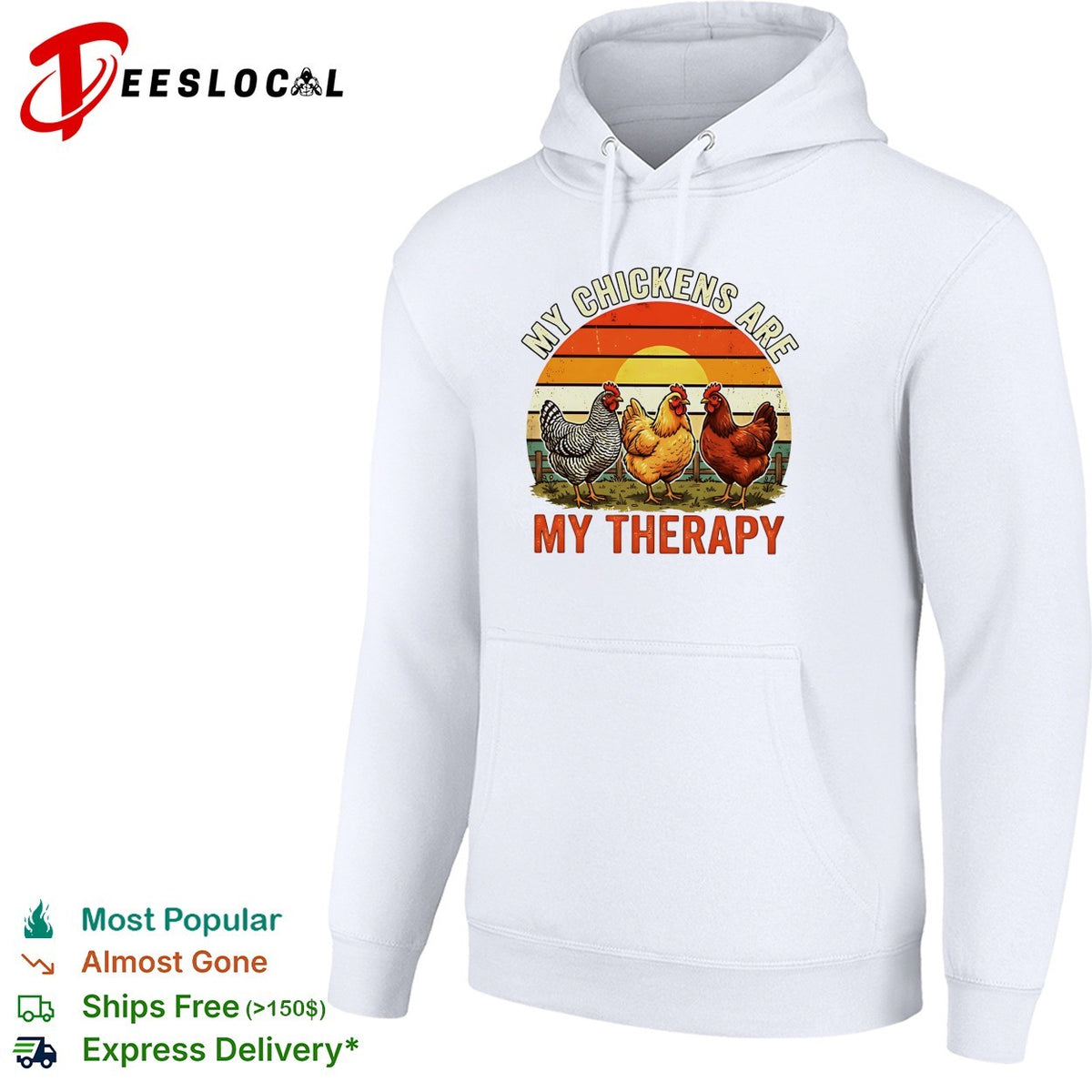 My chickens are my therapy three hens retro sunset illustration graphic shirt