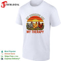 My chickens are my therapy three hens retro sunset illustration graphic shirt