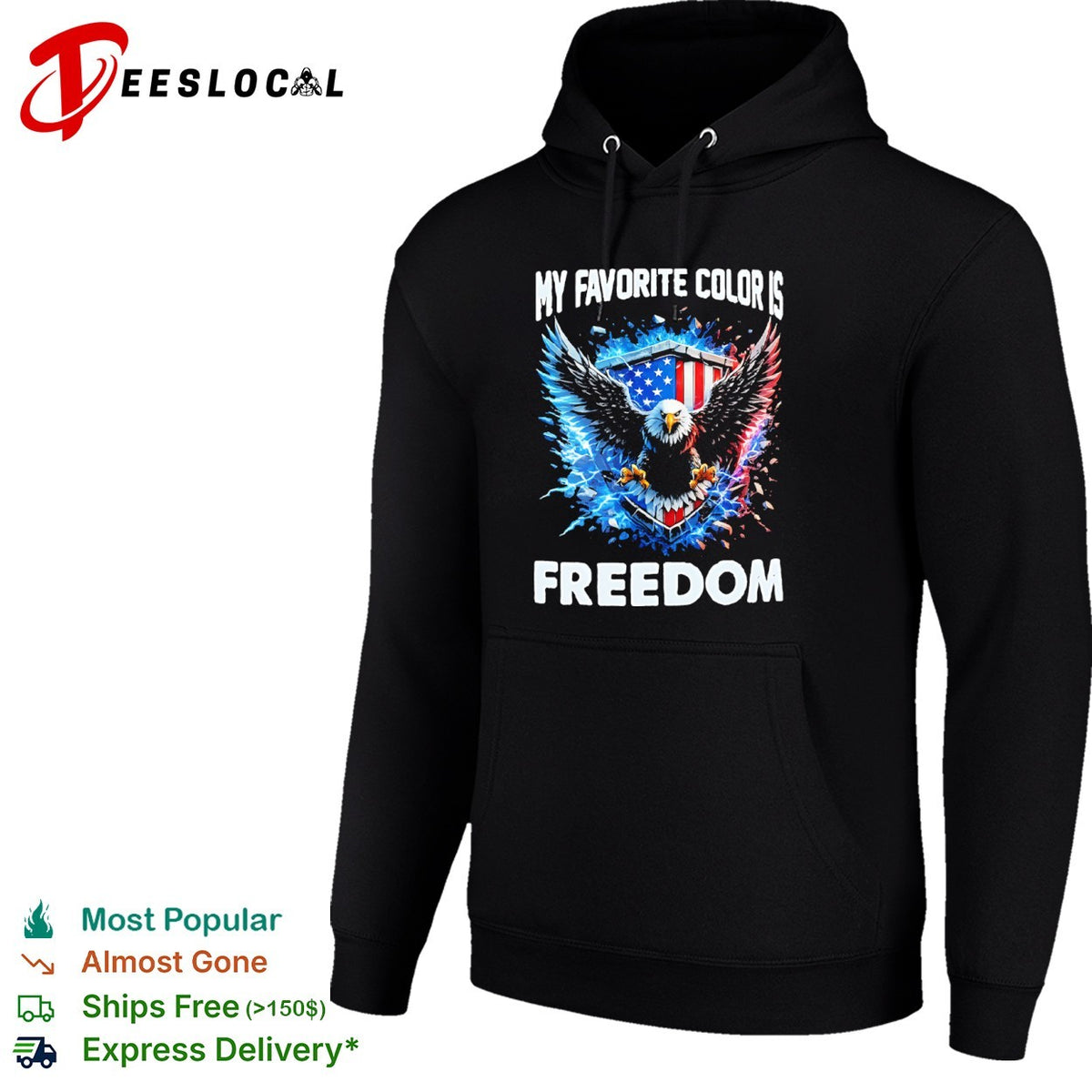 My favorite color is freedom bald eagle American flag lightning graphic shirt