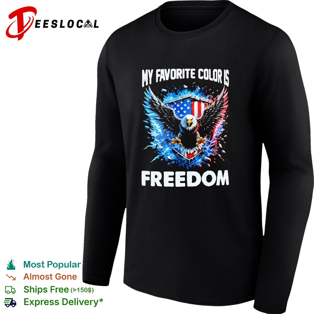 My favorite color is freedom bald eagle American flag lightning graphic shirt