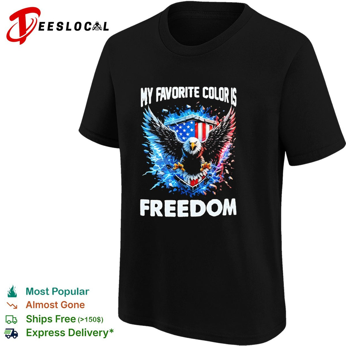 My favorite color is freedom bald eagle American flag lightning graphic shirt