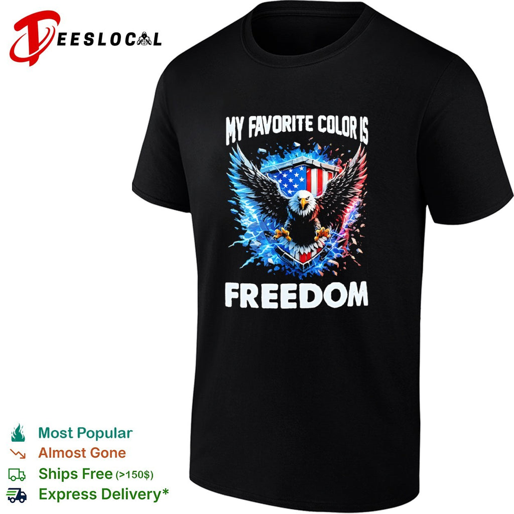 My favorite color is freedom bald eagle American flag lightning graphic shirt
