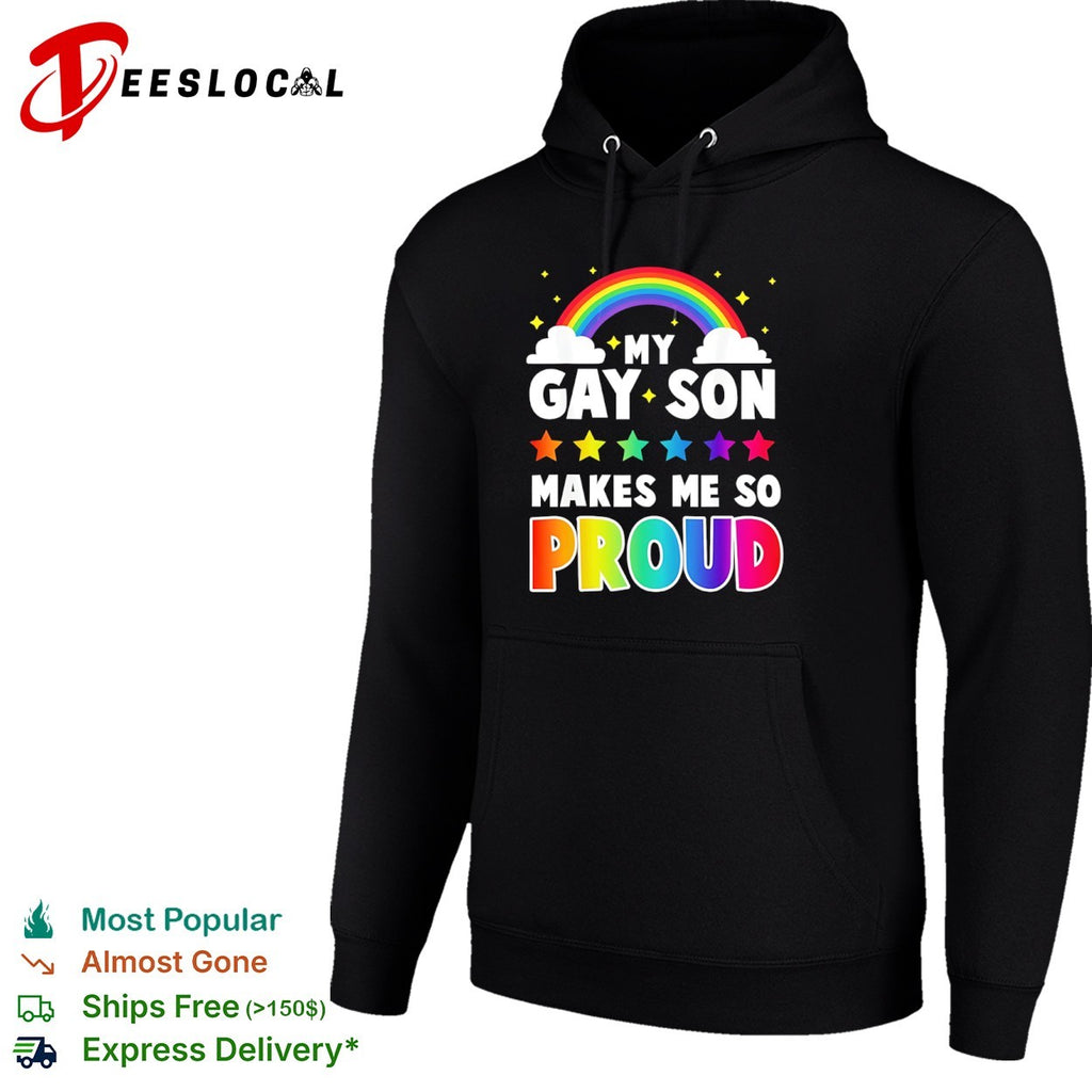 My gay son makes me so proud rainbow stars clouds LGBT pride support shirt