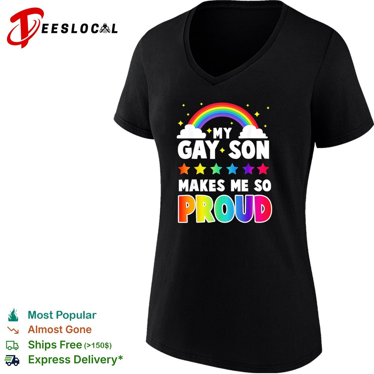 My gay son makes me so proud rainbow stars clouds LGBT pride support shirt