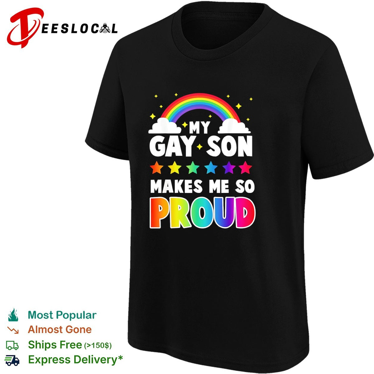 My gay son makes me so proud rainbow stars clouds LGBT pride support shirt