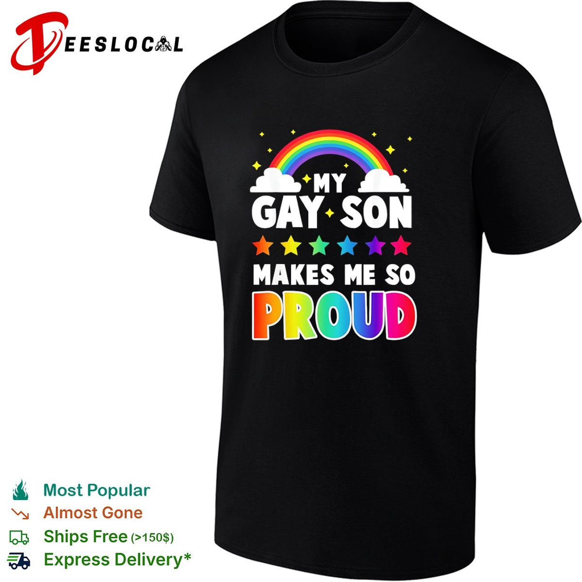 My gay son makes me so proud rainbow stars clouds LGBT pride support shirt