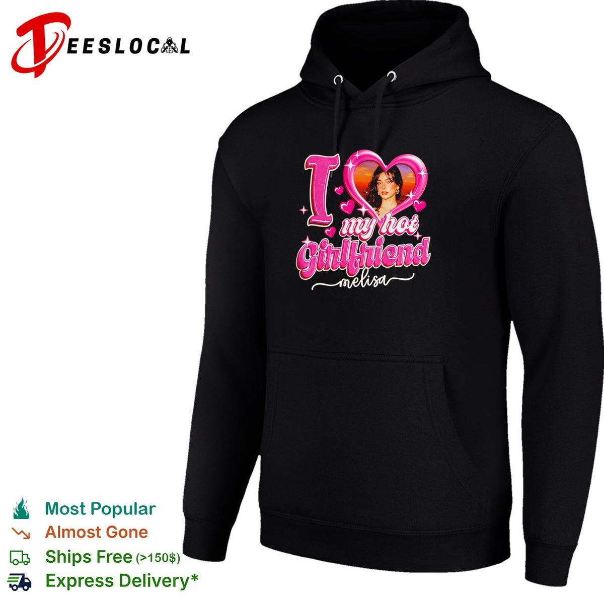 My hot girlfriend Melisa heart photo pink graphic shirt