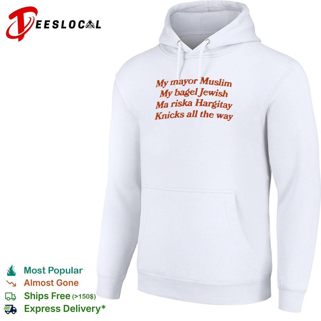 My mayor my bagel Ma riska Hargitay Knicks all the way NYC pride embroidered shirt