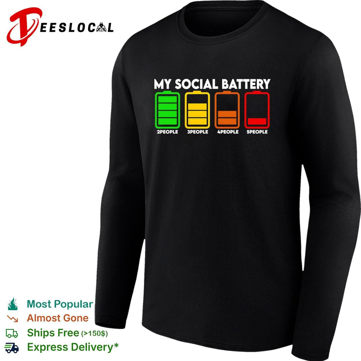 My social battery low around people 2 to 5 scale introvert funny shirt