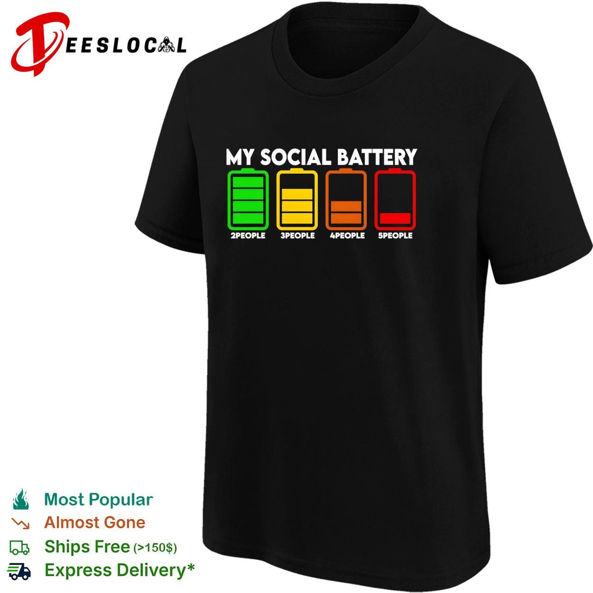 My social battery low around people 2 to 5 scale introvert funny shirt