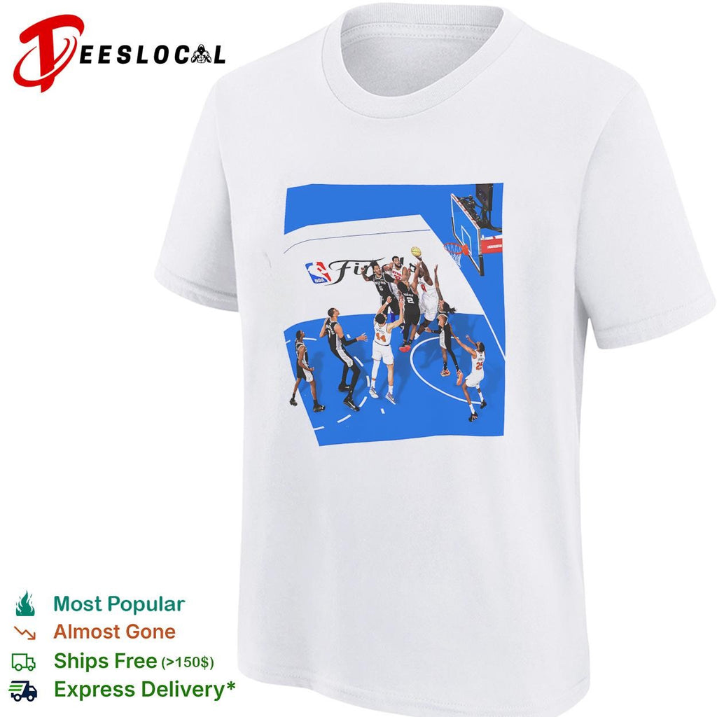 NBA Finals aerial overhead basketball game play action photo art shirt