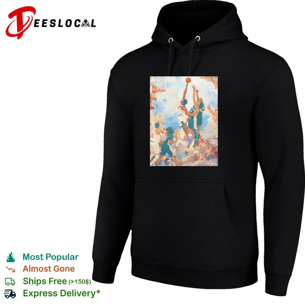 NBA basketball players classical Renaissance painting style art shirt
