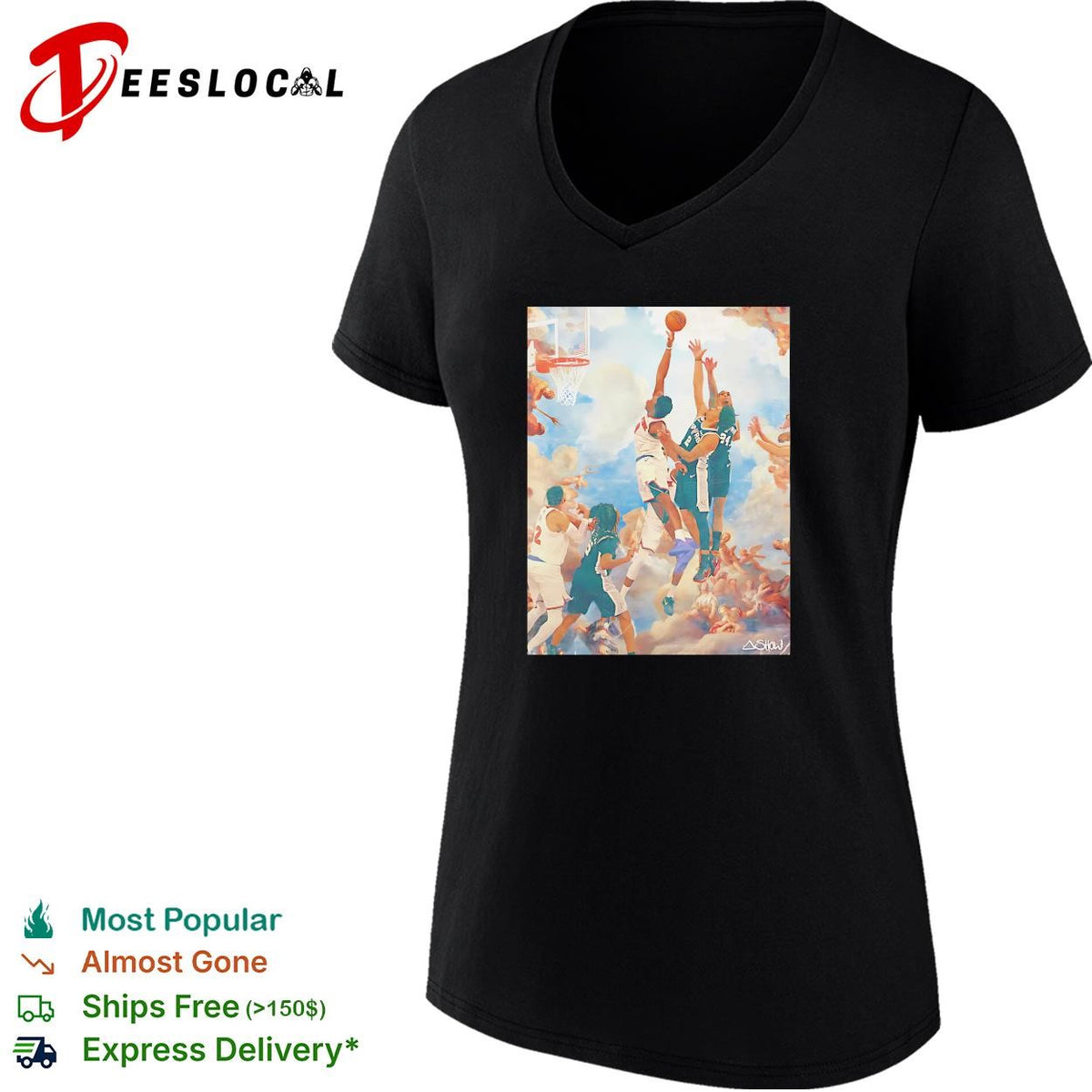NBA basketball players classical Renaissance painting style art shirt