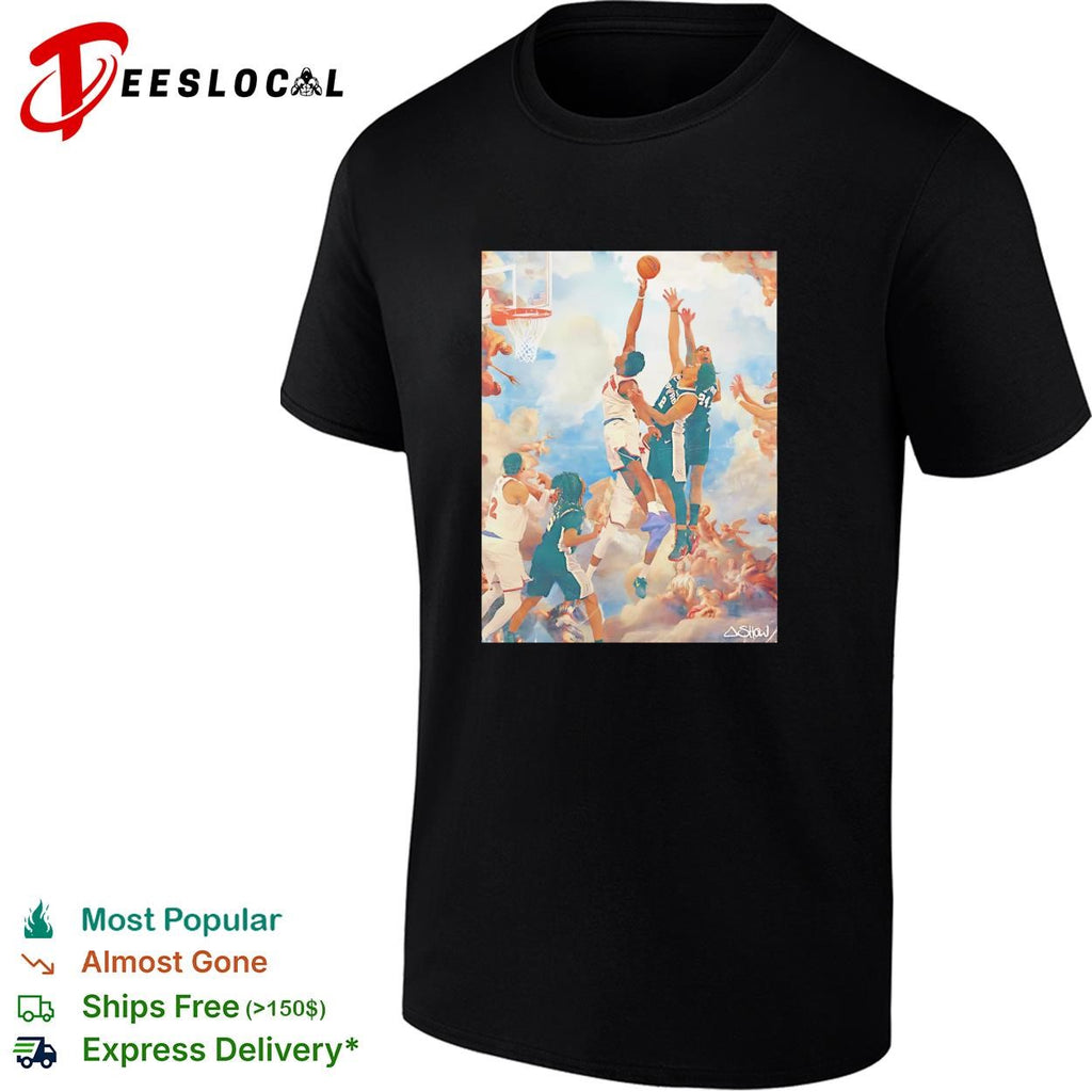 NBA basketball players classical Renaissance painting style art shirt