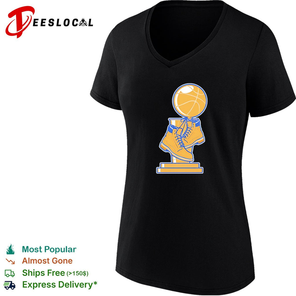 NBA championship trophy sitting on work boots boot culture art shirt