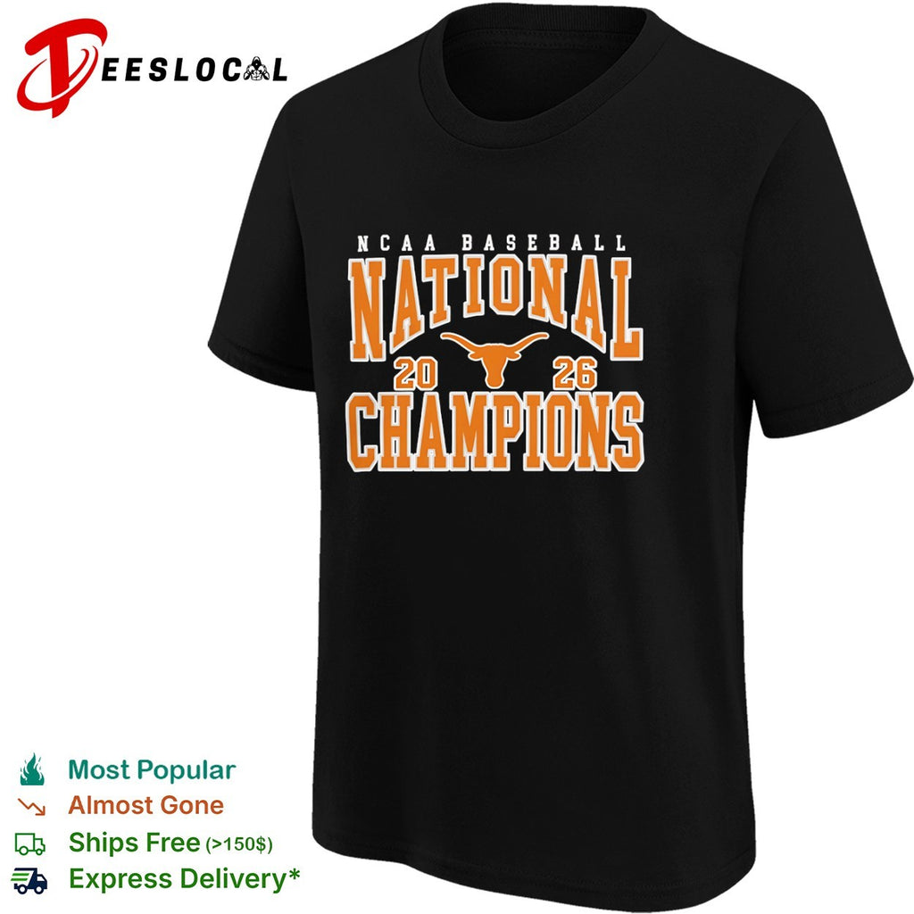 NCAA Baseball National Champions 2026 Texas Longhorns Logo Text Design shirt