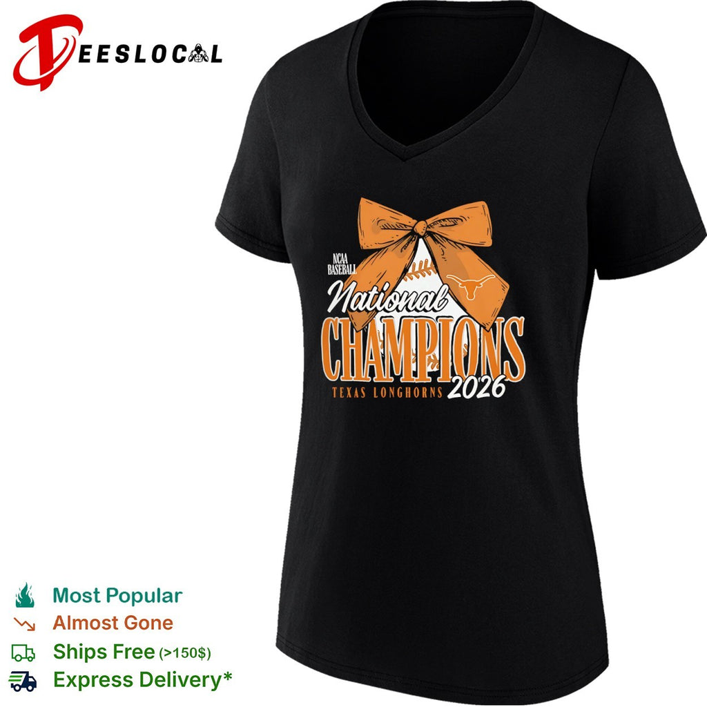 NCAA Baseball National Champions 2026 Texas Longhorns with Bow shirt