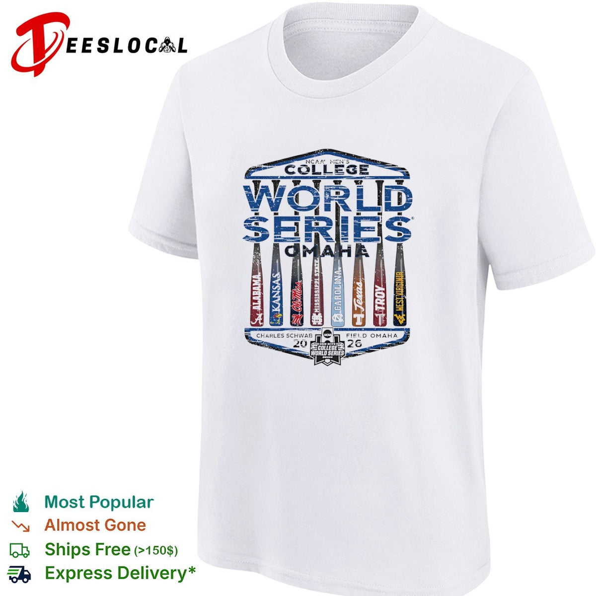NCAA College World Series 2026 Alabama Kansas Ole Miss Mississippi State Carolina shirt