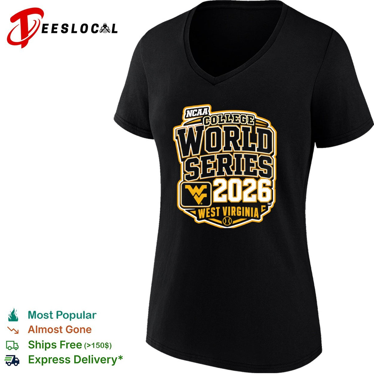 NCAA College World Series 2026 West Virginia Mountaineers Baseball Logo shirt