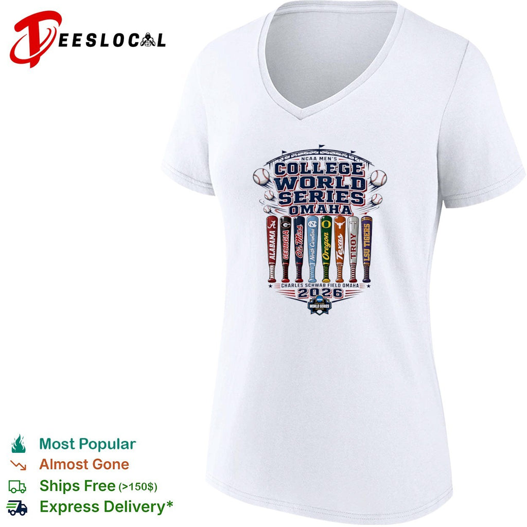 NCAA College World Series Omaha 2026 Alabama Georgia Ole Miss North Carolina shirt