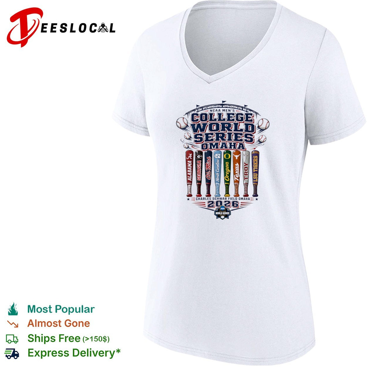 NCAA College World Series Omaha 2026 Alabama Georgia Ole Miss North Carolina shirt