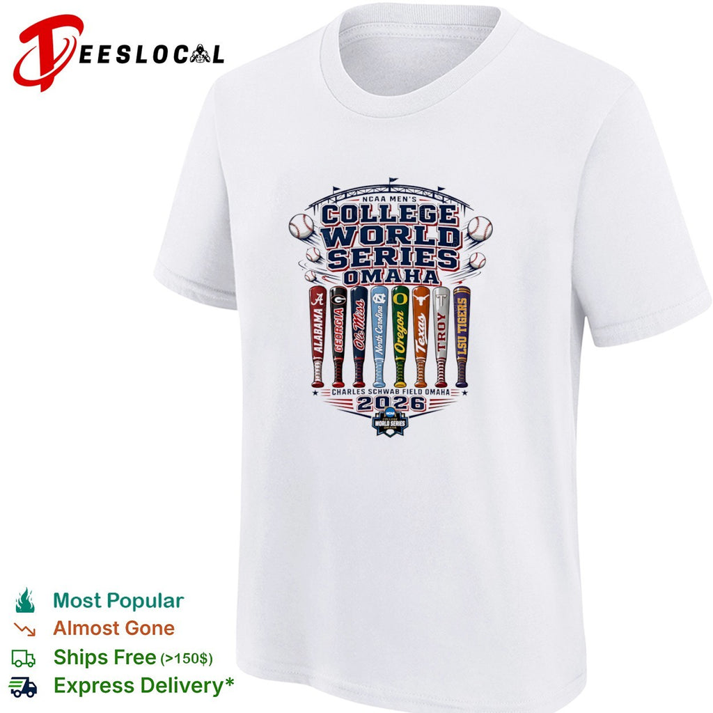 NCAA College World Series Omaha 2026 Alabama Georgia Ole Miss North Carolina shirt