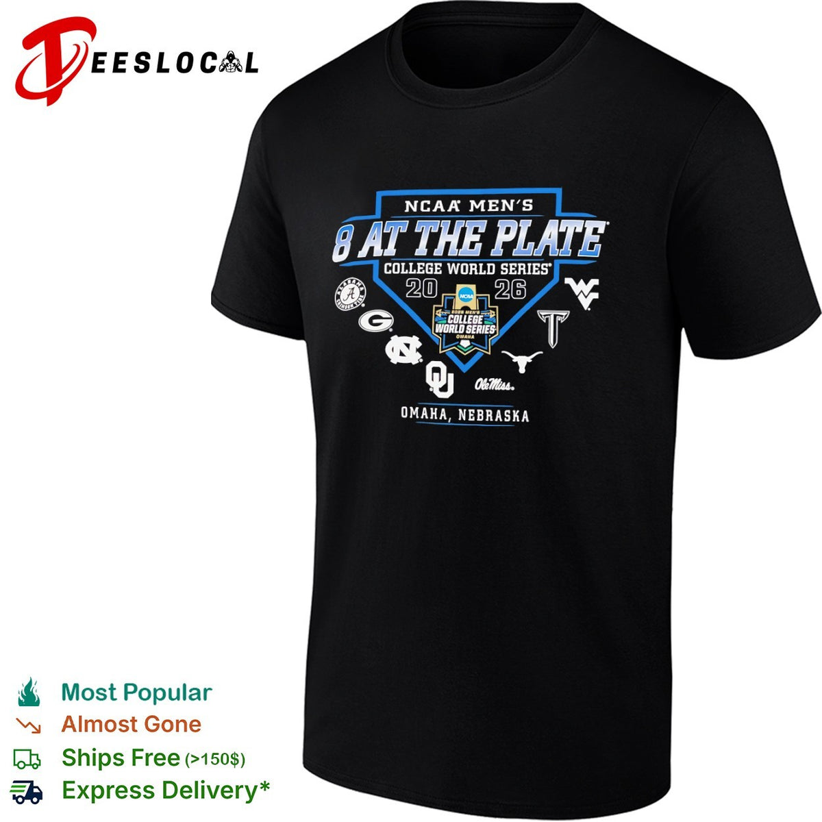 NCAA Men’s College World Series 2026 8 at the plate Omaha Nebraska shirt