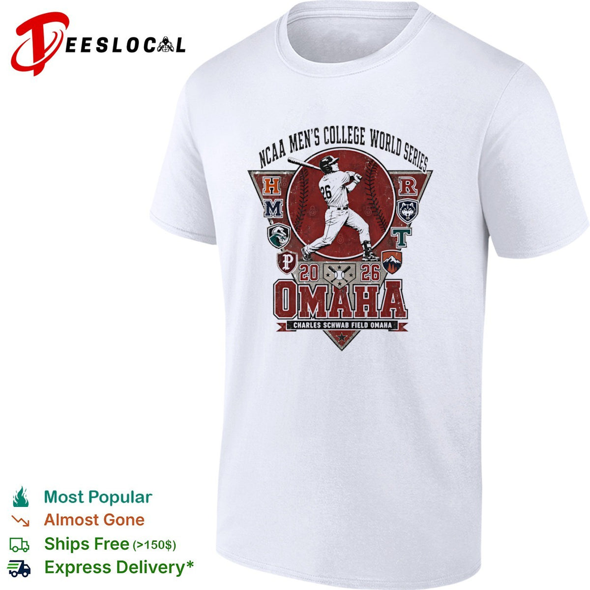 NCAA Men’s College World Series 2026 Omaha Charles Schwab Omaha Baseball shirt