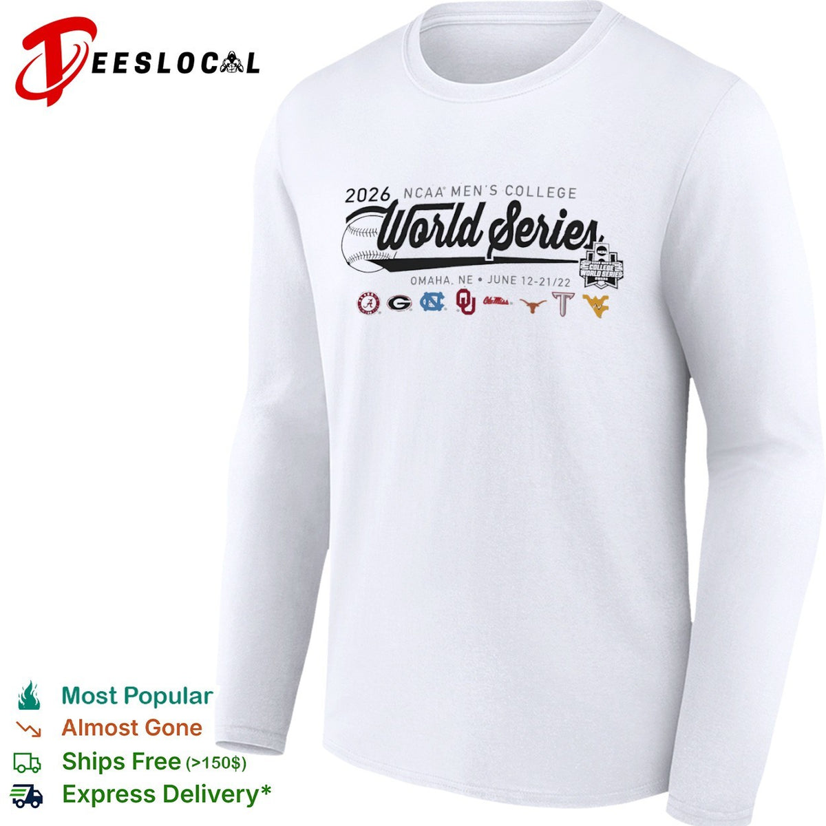 NCAA Men’s College World Series 2026 logos shirt