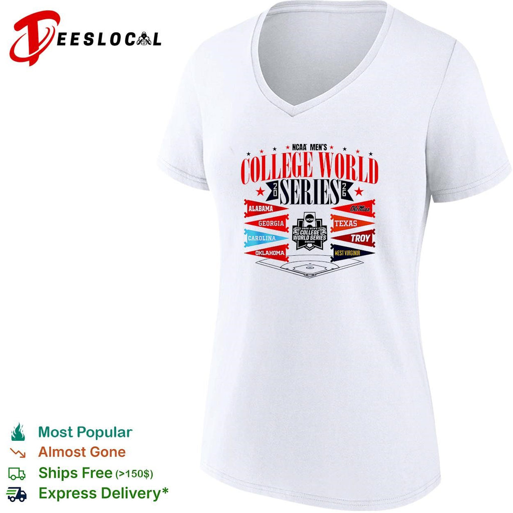NCAA Men’s College World Series 2026 team pennants baseball shirt