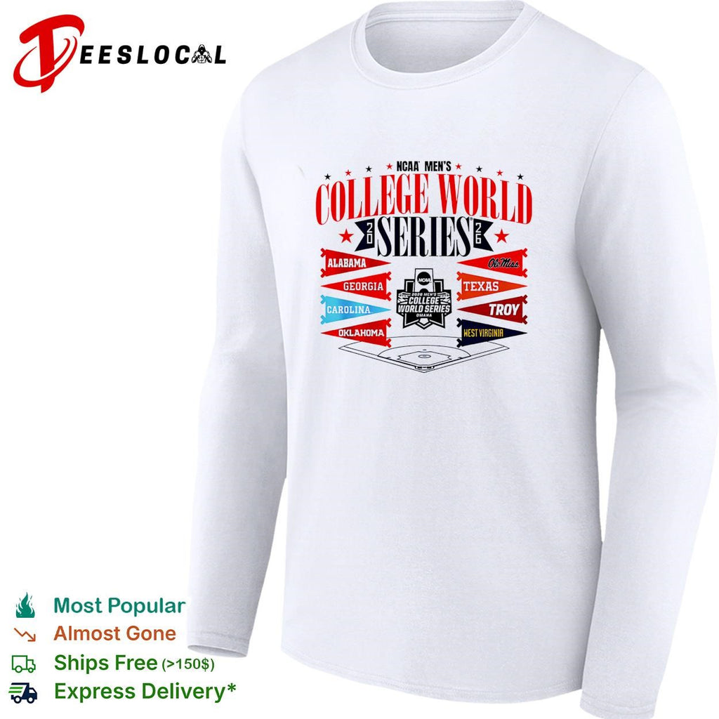 NCAA Men’s College World Series 2026 team pennants baseball shirt