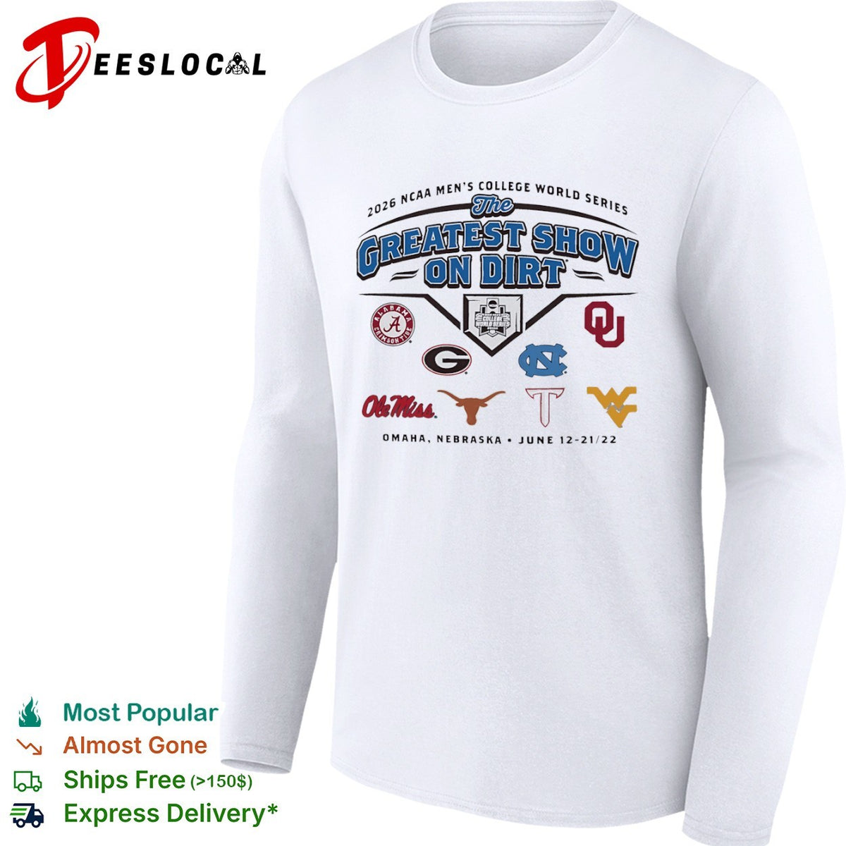NCAA Men’s College World Series 2026 the greatest show on dirts Omaha Nebraska logos shirt