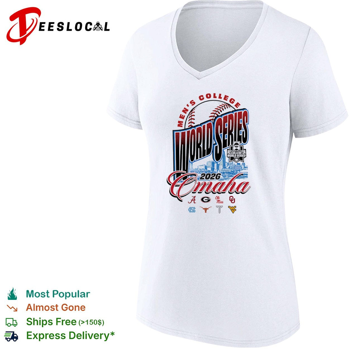 NCAA Mens College World Series city skyline 2026 Omaha shirt
