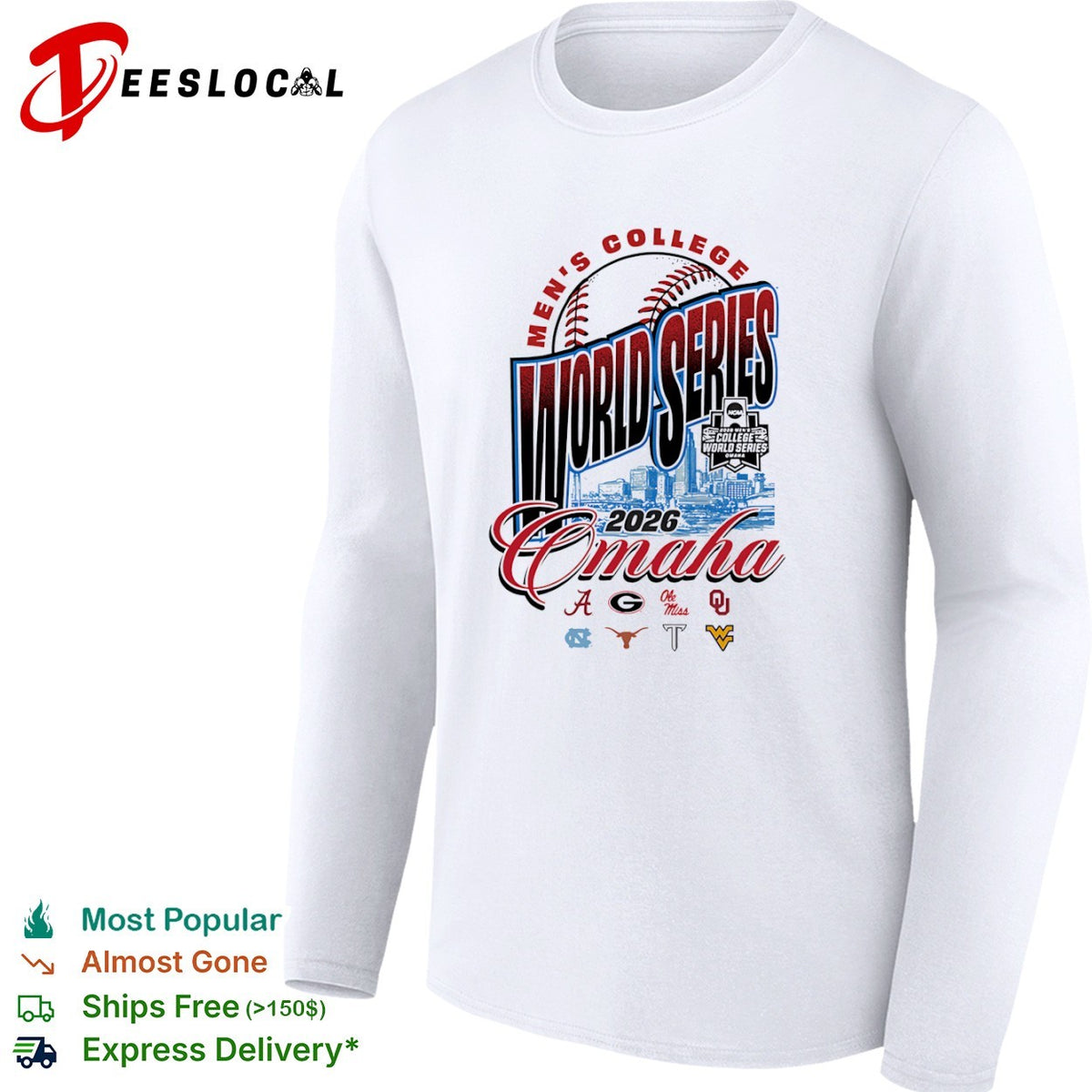 NCAA Mens College World Series city skyline 2026 Omaha shirt
