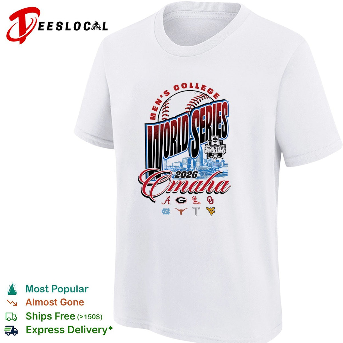 NCAA Mens College World Series city skyline 2026 Omaha shirt