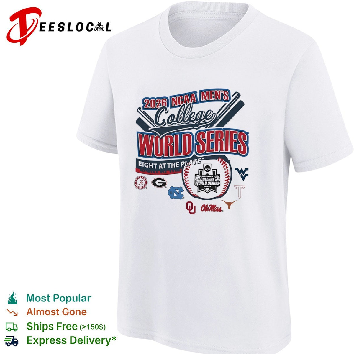 NCAA Men’s College World Series eight at the plate 2026 shirt