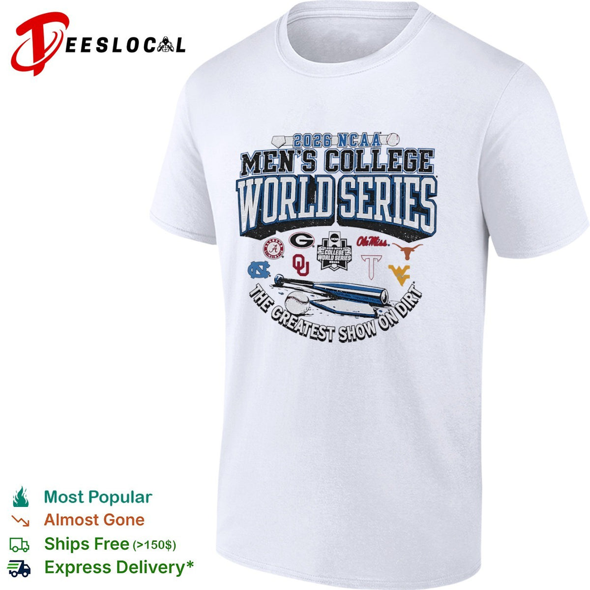 NCAA Men’s College World Series the greatest show on dirt eight team 2026 shirt