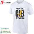 NWSL Club 2028 yellow soccer player silhouette bold lettering graphic shirt