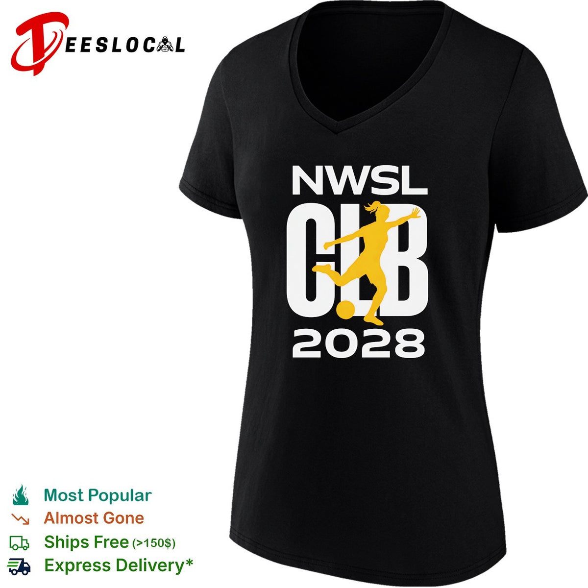 NWSL club 2028 women’s soccer player silhouette shirt