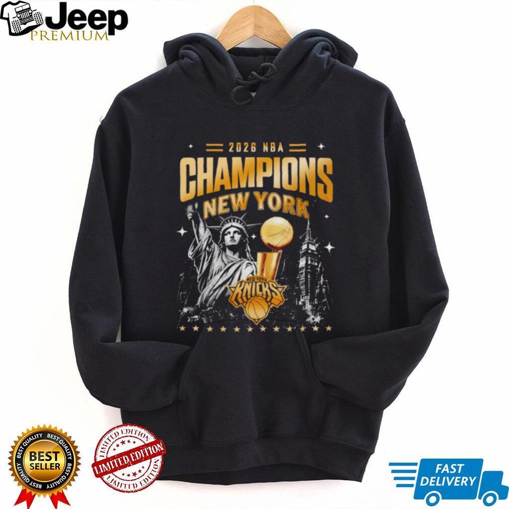 NY Knicks NBA Champions 2026 Statue of Liberty skyline shirt