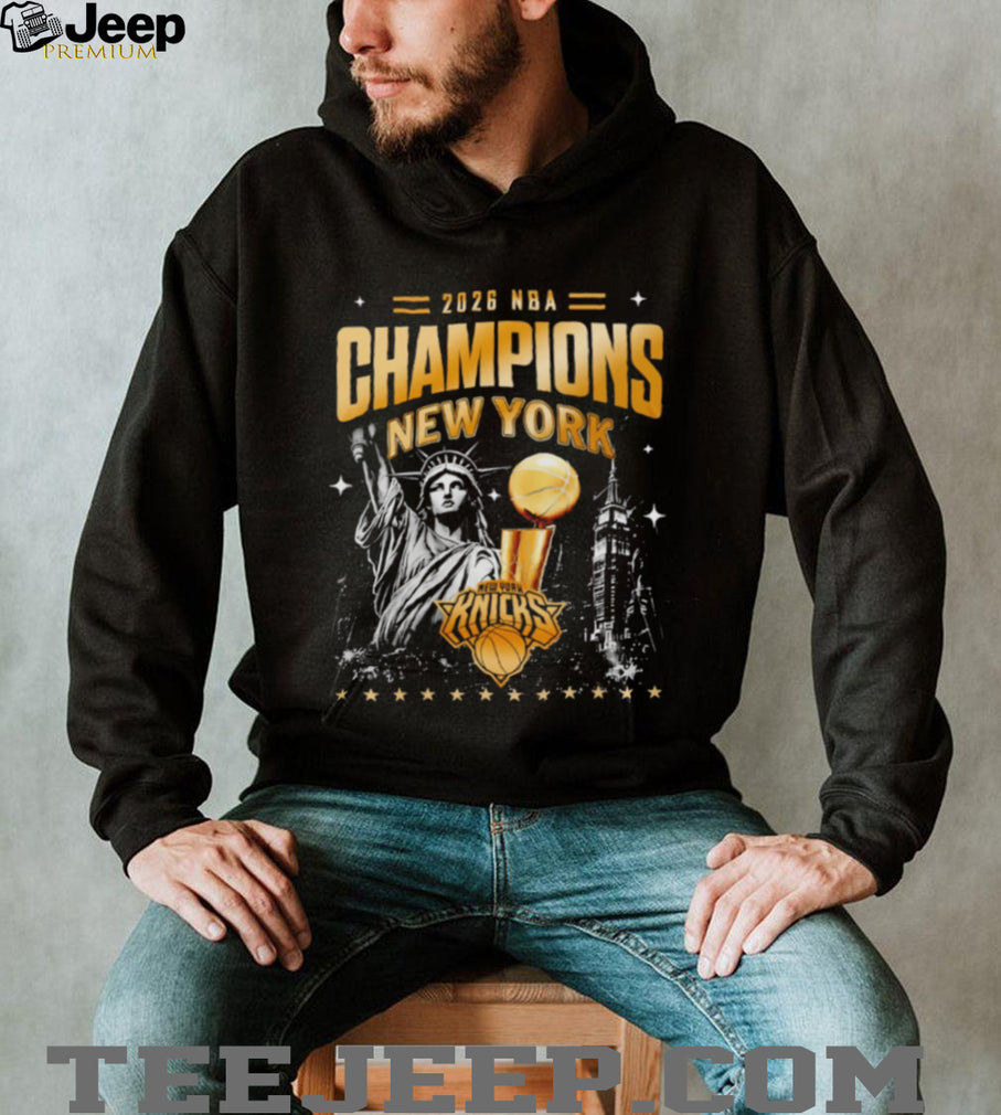 NY Knicks NBA Champions 2026 Statue of Liberty skyline shirt