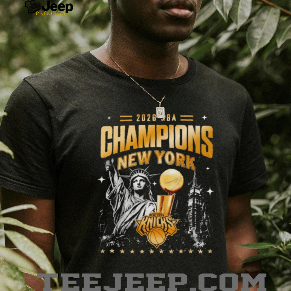NY Knicks NBA Champions 2026 Statue of Liberty skyline shirt