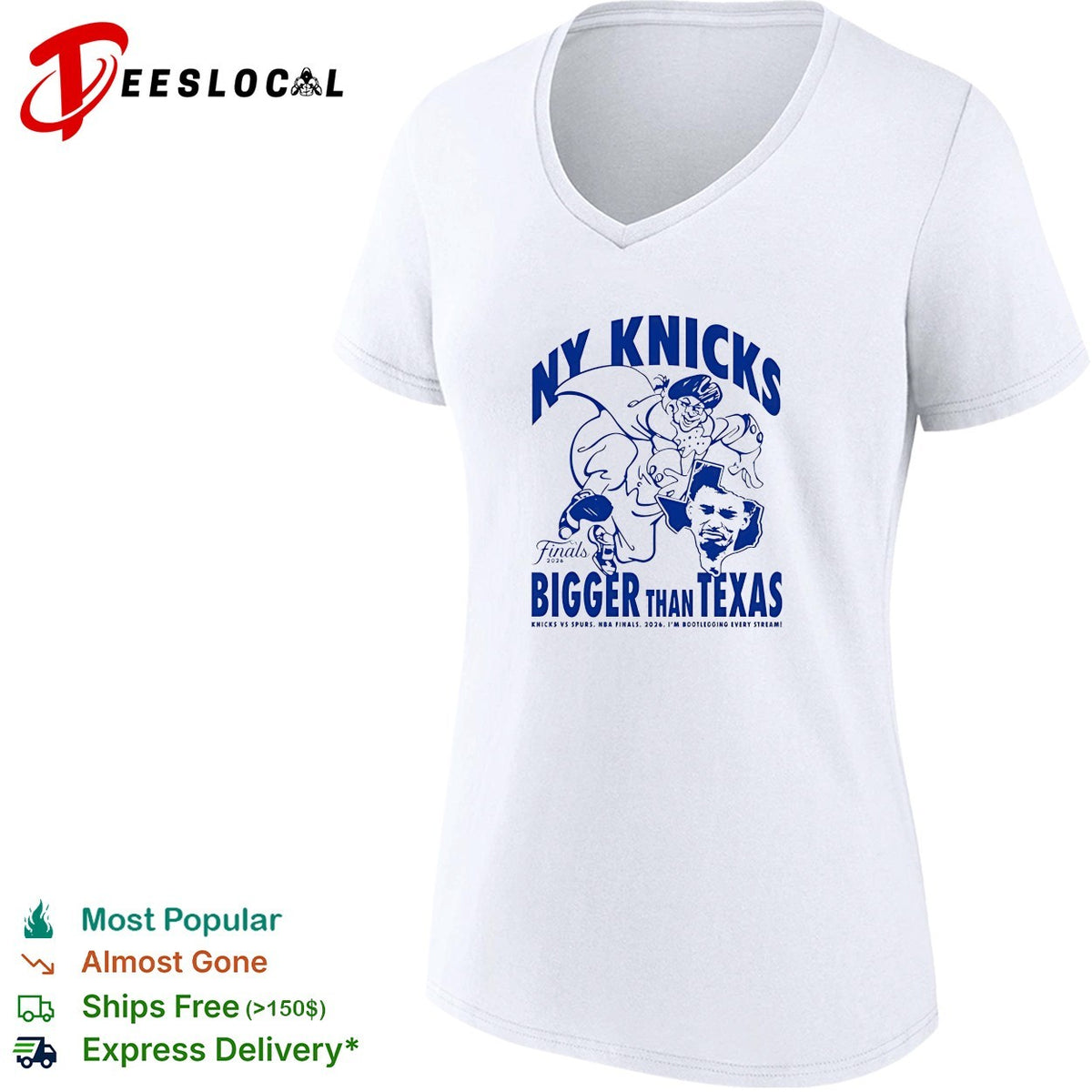 NY Knicks bigger than Texas vs Spurs NBA Finals 2026 cartoon shirt