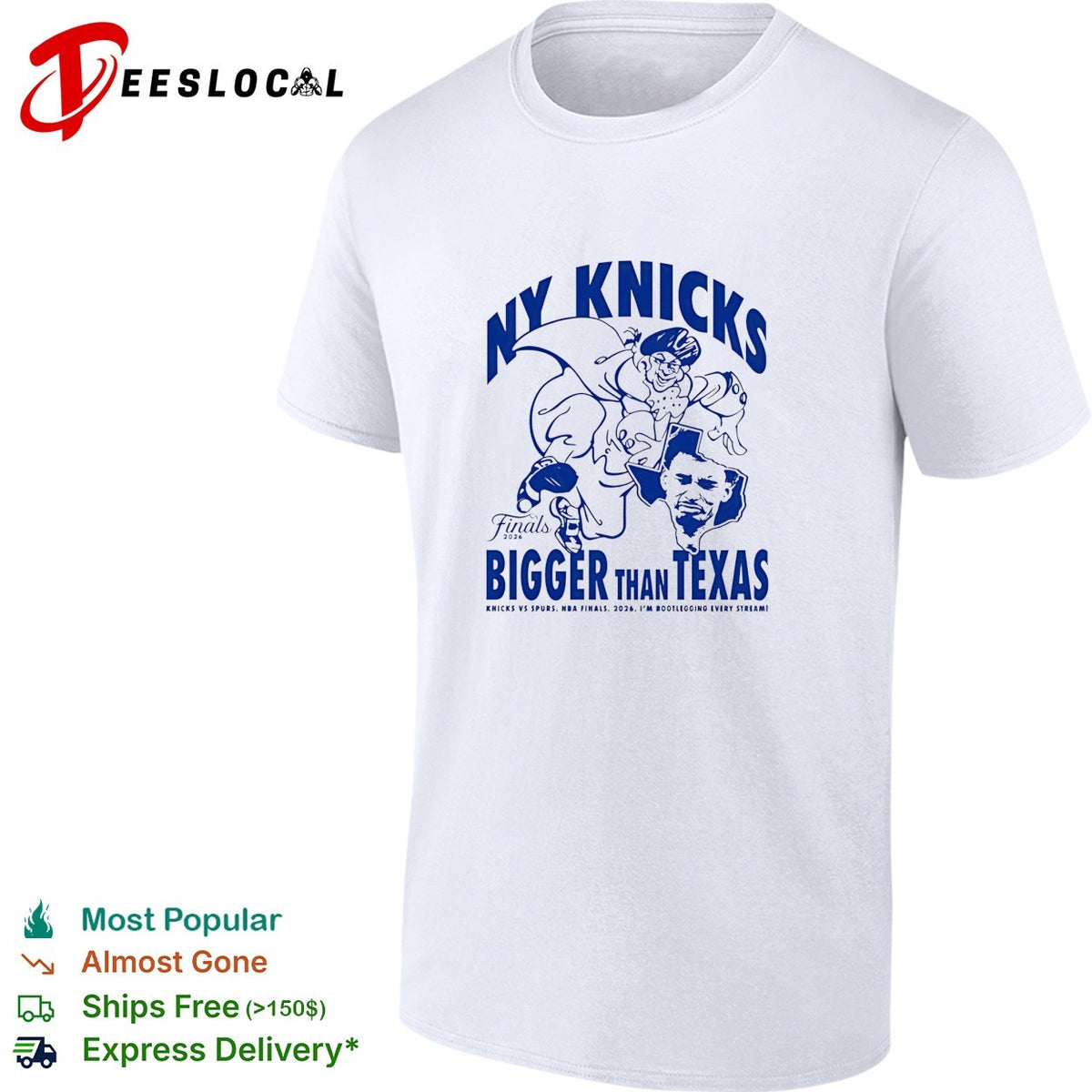 NY Knicks bigger than Texas vs Spurs NBA Finals 2026 cartoon shirt
